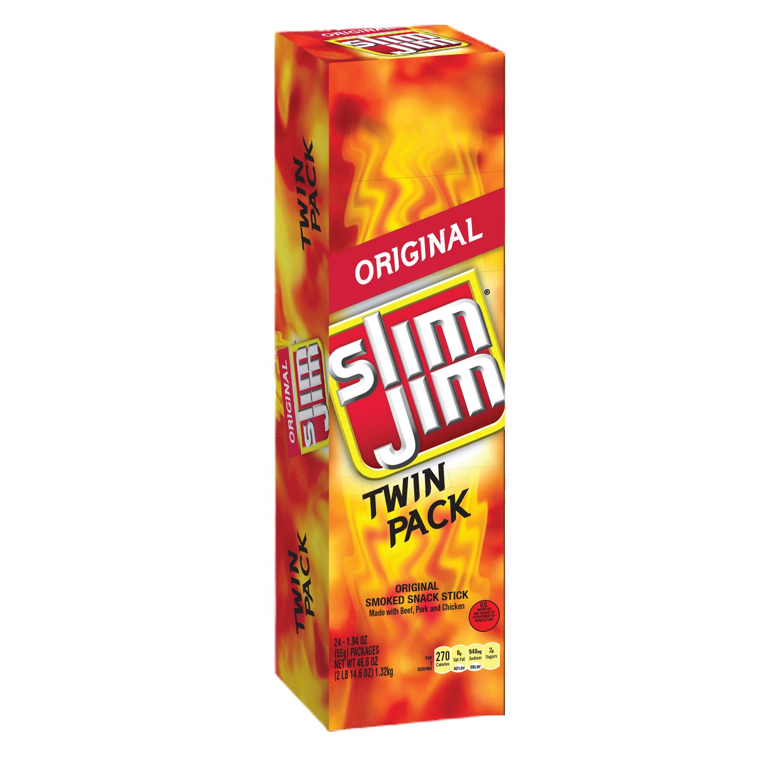 Slim Jim Original Twin Pack Smoked Snack Stick, Packed with Protein, 1.94  Ounce, 24 count