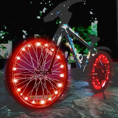 Luz LED para rueda de bicicleta, luz de rueda de bicicleta nocturna, IP65 impermeable, iluminación de 3 modelos, fácil de instalar y se adapta a la