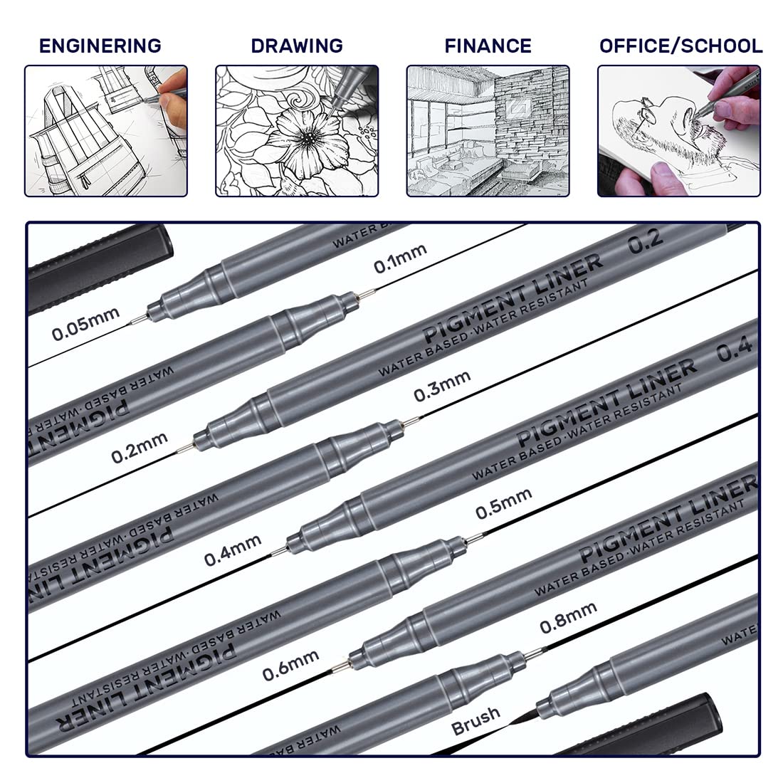 Funnasting Stylos Noir A Pointe Fine, Lot De 9 Stylos Feutre Noir à Pointes Fine Pour Croquis Bureau De Dessin Documents Manga Scrapbooking BD Et Utilisation Scolaire