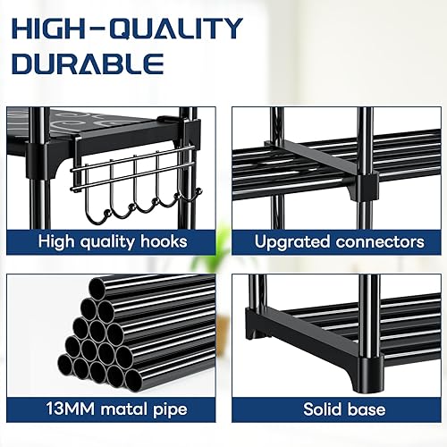 Miniatura 6 de Mavivegue Zapatero de 10 Niveles Organizador Alto de Zapatos Almacenamiento de Zapatos 55-65 Pares Estante Vertical de Zapatos Zapatero Grande