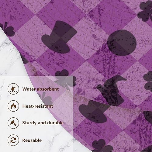 Miniatura 3 de 3 Pcs Trivet Pads for Hot Pots and Pans 15in Cotton Thread Weave Heat Resistant Pot Mat for Bowl Kitchen Gadgets St Patrick Purple Plaid