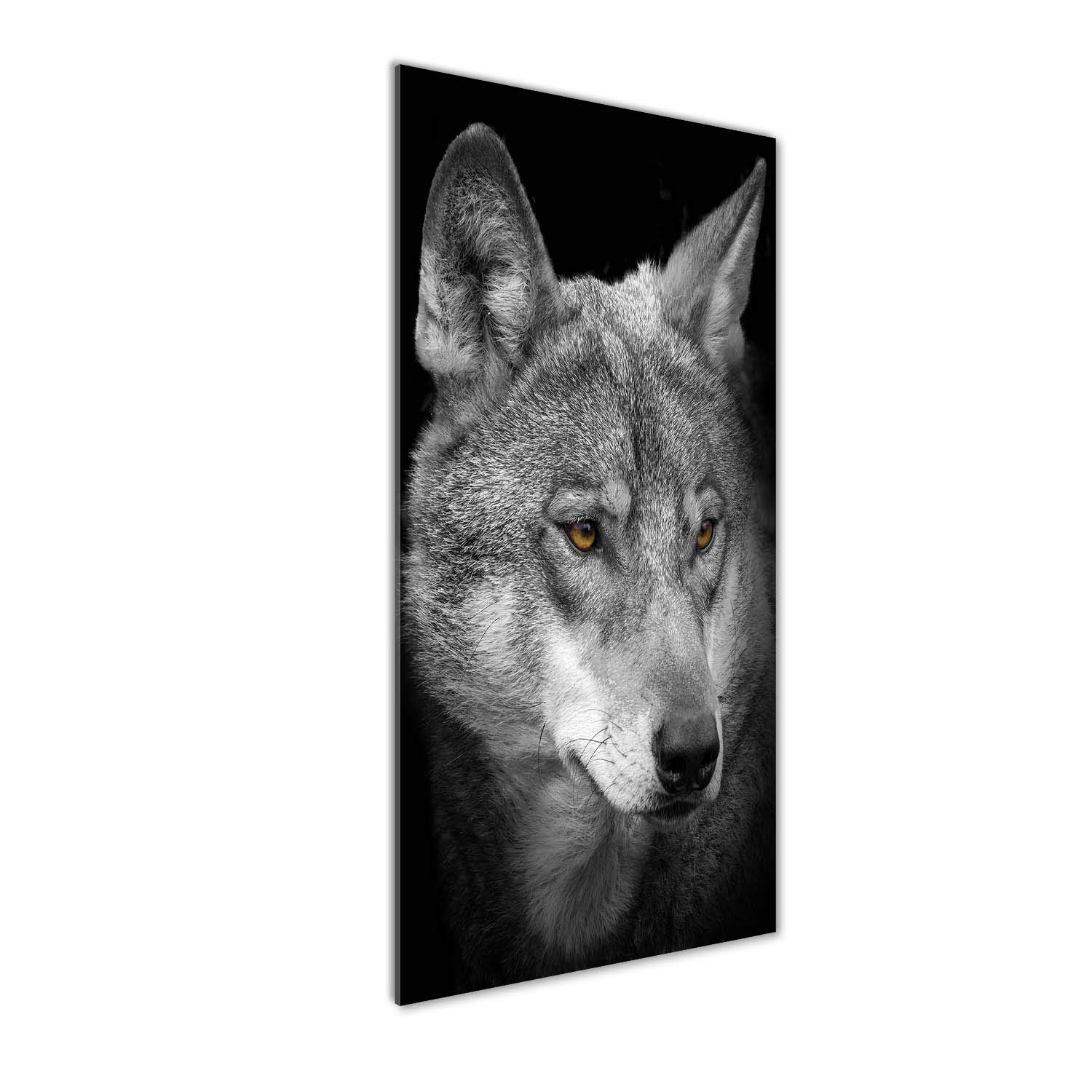 Peinture sur verre trempé 50x125cm tableau portrait de loup grand format décoration murale