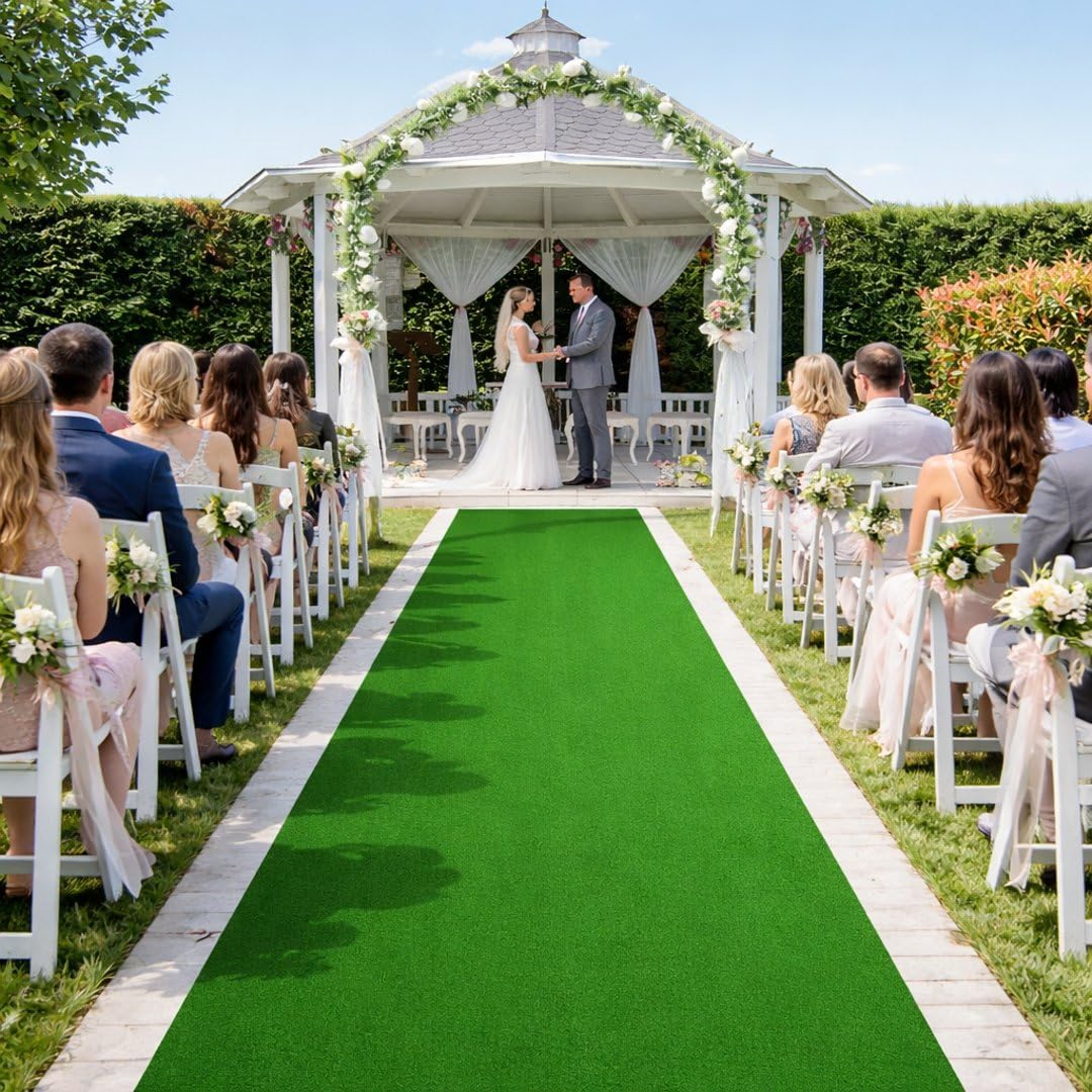 OLIVO.Shop | Rouleau de passages pour événements, Tapis Long et étroit pour fêtes et décorations, Tapis de Mariage, Tapis de Sol au mètre pour fête, ROPAS (1 x 5 m, Vert)