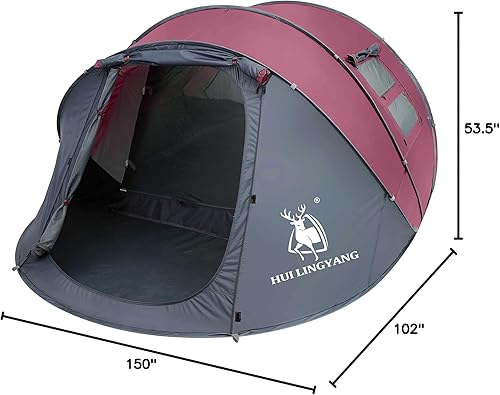Miniatura 4 de Tienda de campaña fácil para 6 personas, 12.5 x 8.5 x 53.5 pulgadas, configuración automática, impermeable, doble capa, tiendas de campaña