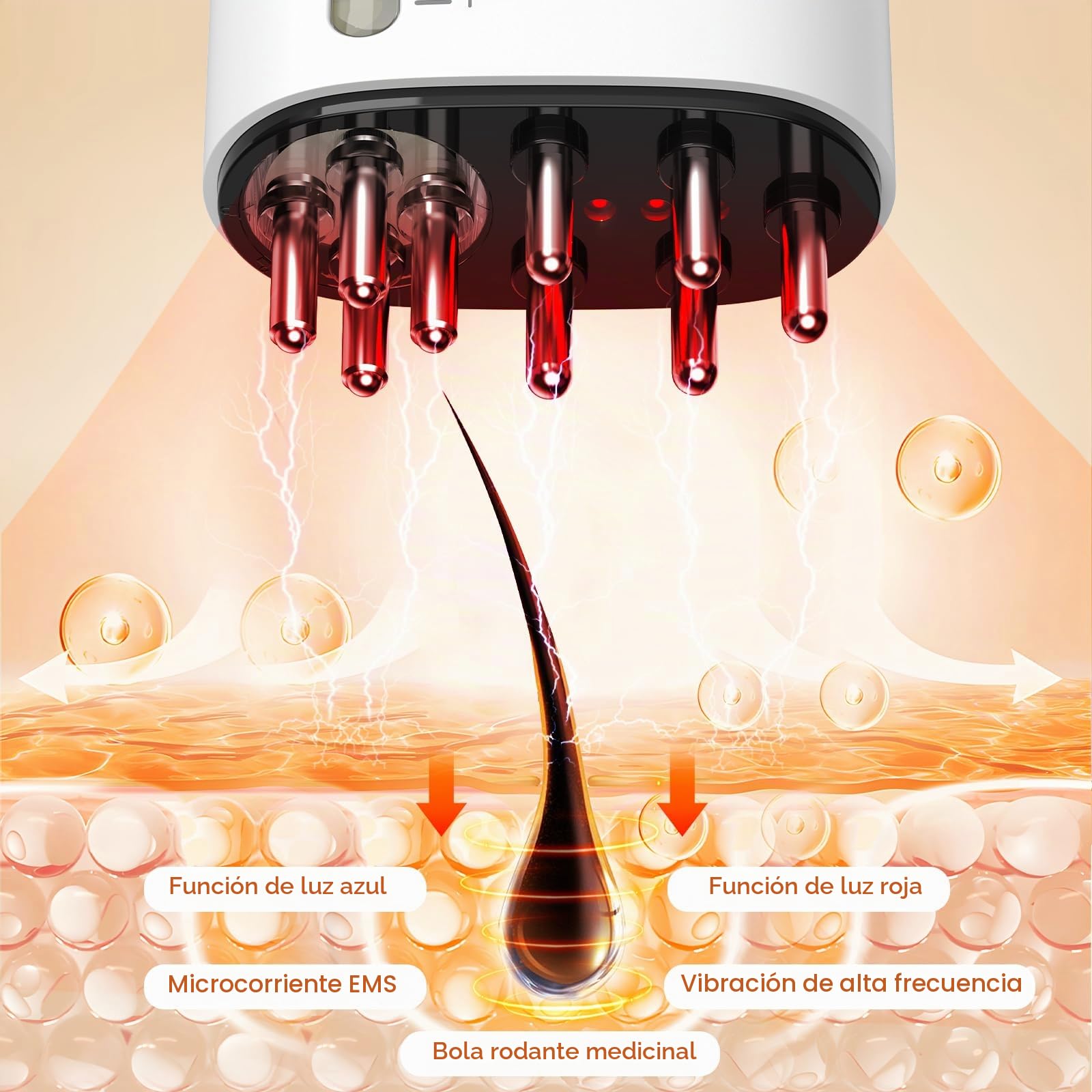 Aplicador de aceite para el cabello, 2 en 1 cepillo eléctrico para el cuero cabelludo y aplicador de aceite para el cabello, peine para el cuero cabelludo masajeador y cuidado del crecimiento del