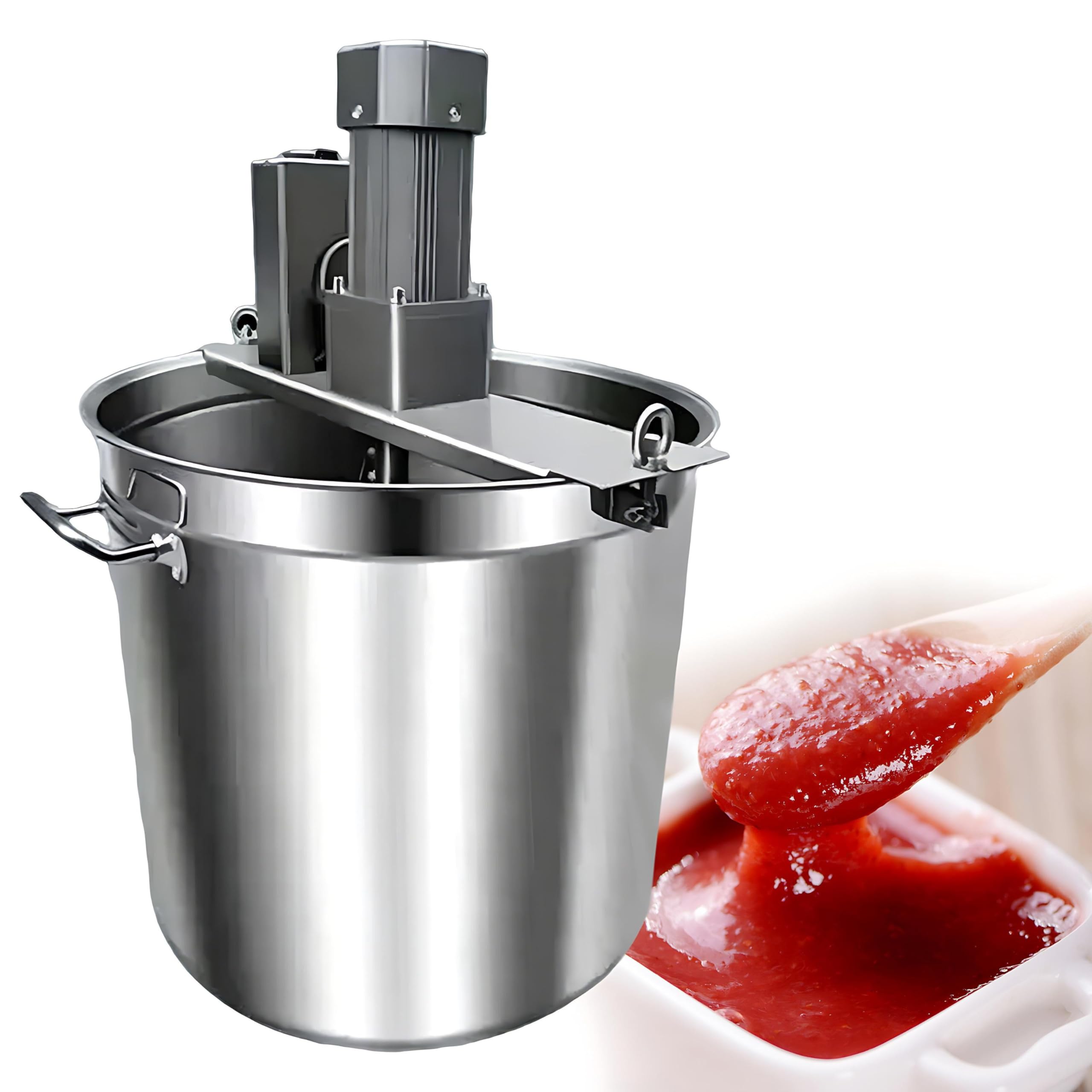 QIUNAOZI Jam Automatic Stirrer, Commercial Automatic Pot Stirrer, 301 Stainless Steel, with 4 Blade Stirring Scraper, Multiple speed settings, for Soup Chili Sauce Beverage Jam Porridge 40L