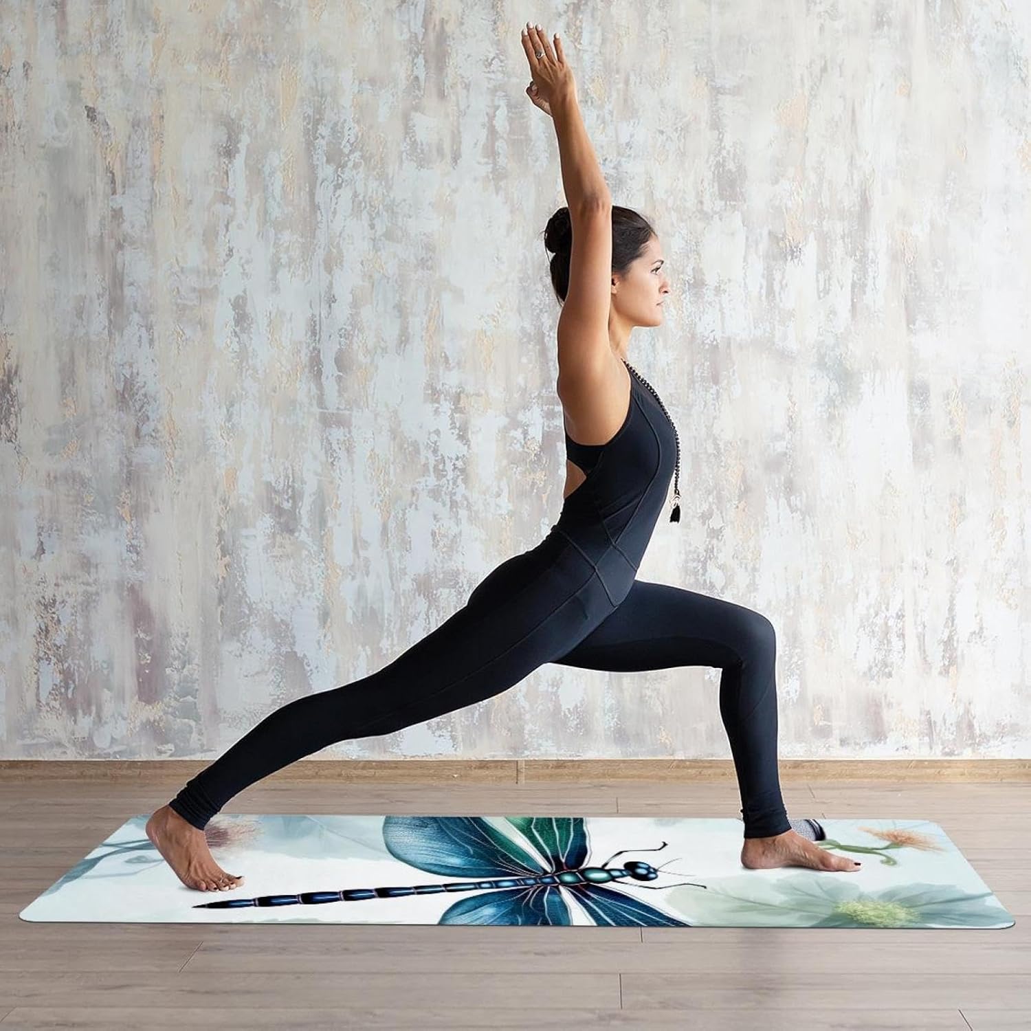 Yoga Towel, Dragonfly Pattern Non Slip Sweat Absorbent Hot Yoga Mat Towel for Hot Yoga, Pilates and Fitness - 72.8" x 26.8"