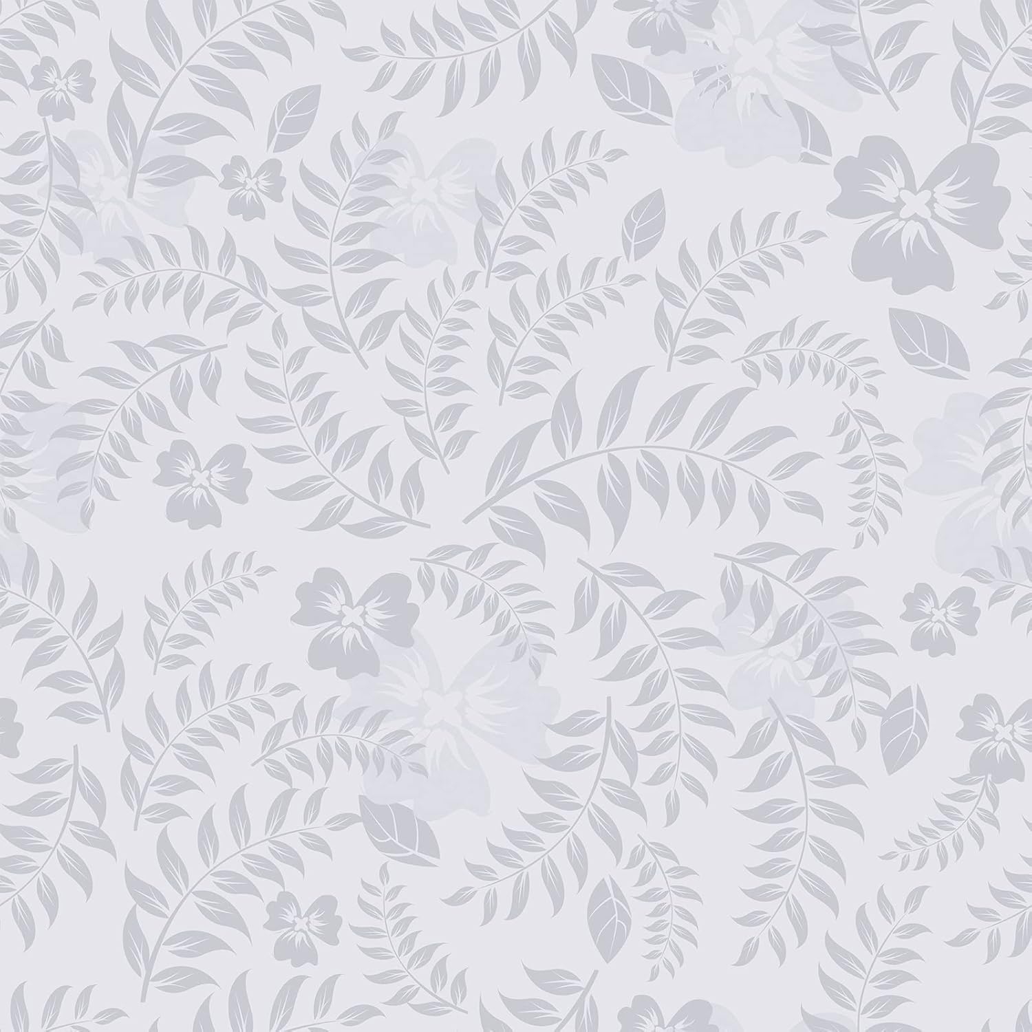 VEELIKE Breezy Leaves Floral Wallpaper Stick and Peel Grey and White