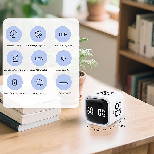 Miniatura 4 de Temporizador giratorio Pomodoro de 2 piezas, 5, 10, 30, 60 minutos preestablecidos, temporizador de productividad de escritorio, cronómetro de