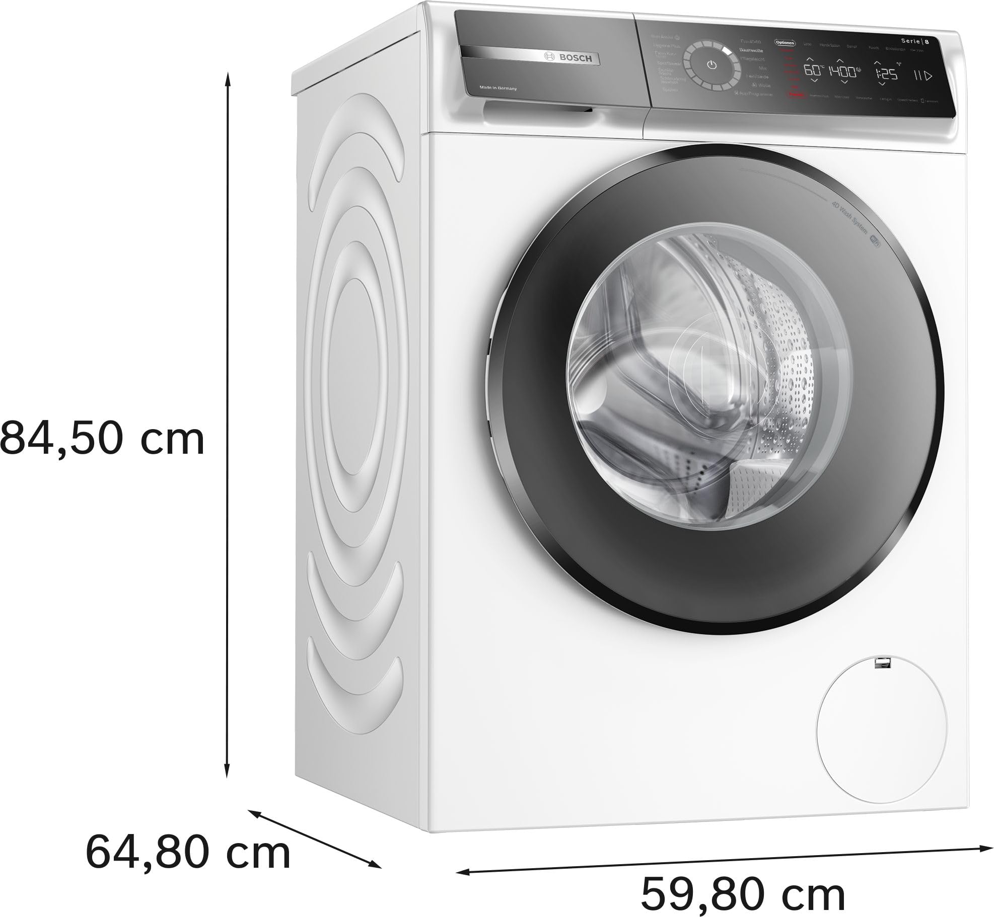 Bosch WGB244071, Stiftung Warentest Testsieger*, Serie 8, Smarte Waschmaschine 9 kg, Made in Germany, Fleckenautomaik, Iron Assist reduziert Knitterfalten, Mini Load für Einzelteile, Speed Perfect
