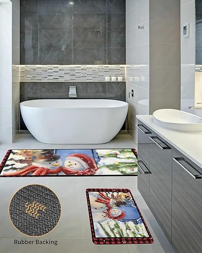 Miniatura 5 de Tapete de baño de muñeco de nieve de Navidad para bañera, antideslizante, de secado rápido y absorbente, tierra de diatomeas, fregadero de ducha,