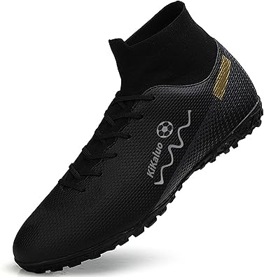 Mens Soccer Shoes Football Cleats High-Tops Lace-Up Non-Slip Spikes Athletic Baseball Sneaker