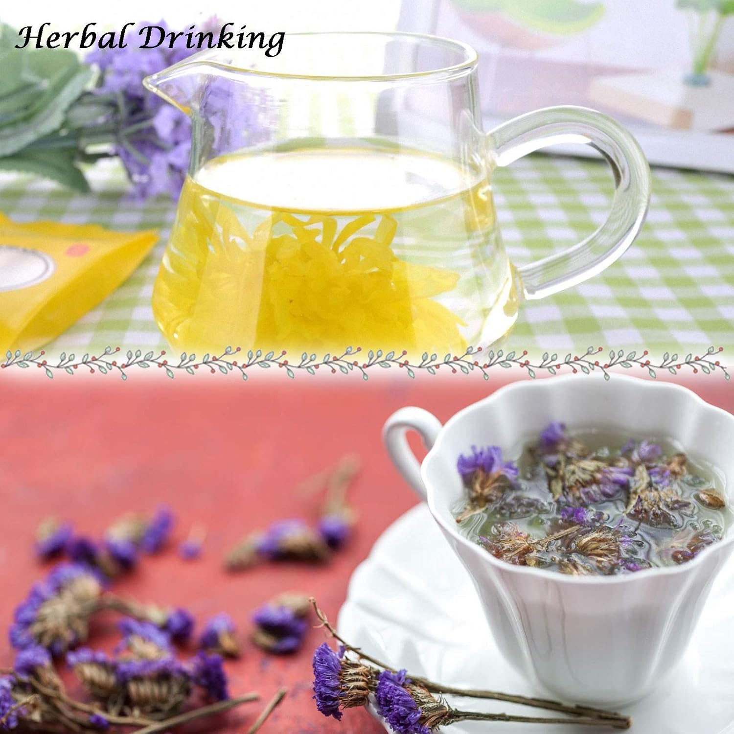 HAIOPS Dried Flowers Soap Making Scents Kits Rosepetals, Lavender, Gold-Chrysanthemum, Forget-Me-Not, Lemon Slice, Jasmine, 6 Bags
