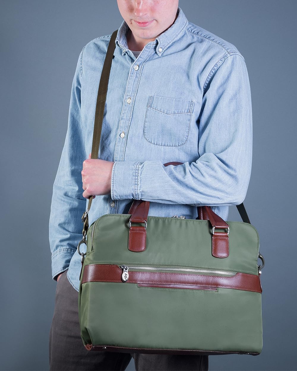 McKLEIN Nylon Dual Compartment Briefcase- HARTFORD