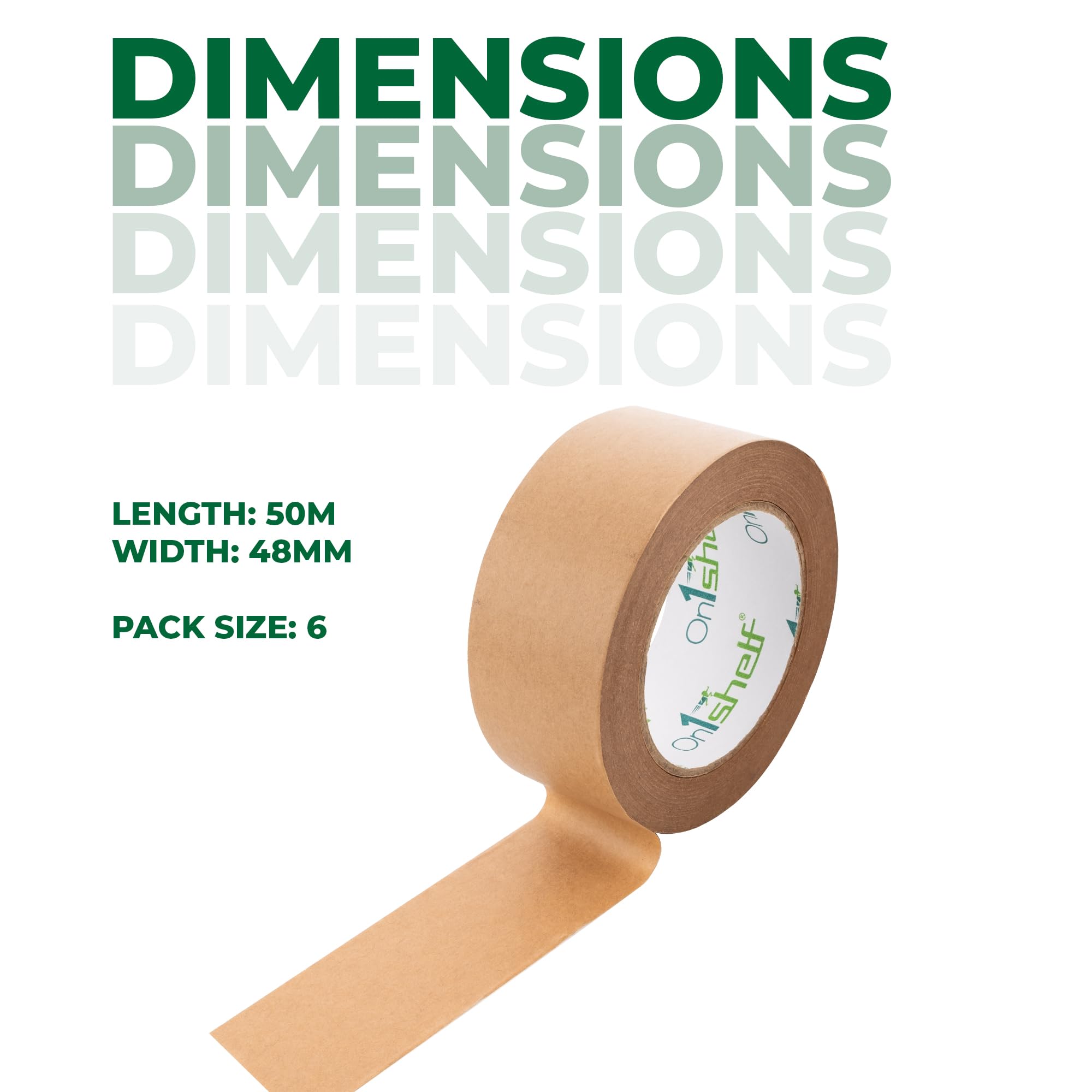 On1shelf® Eco-Friendly Biodegradable Kraft Carton Sealing Tape - 50m Long, Brown, 48mm - Image 2