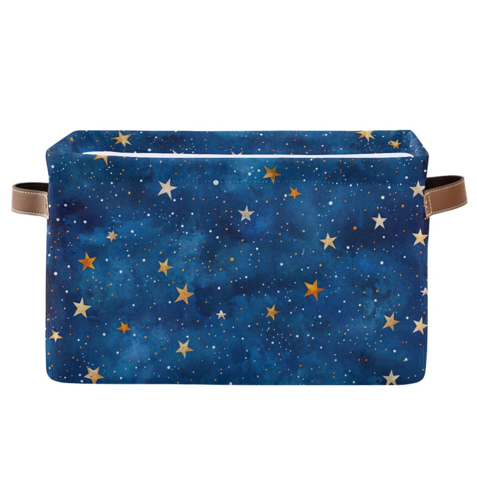 PaChyLuu Star Storage Basket Bin Canvas Fabric Organizer Toys Basket with Handles for Home Office Nursery, Clothes, Gifts, 1 Pcs
