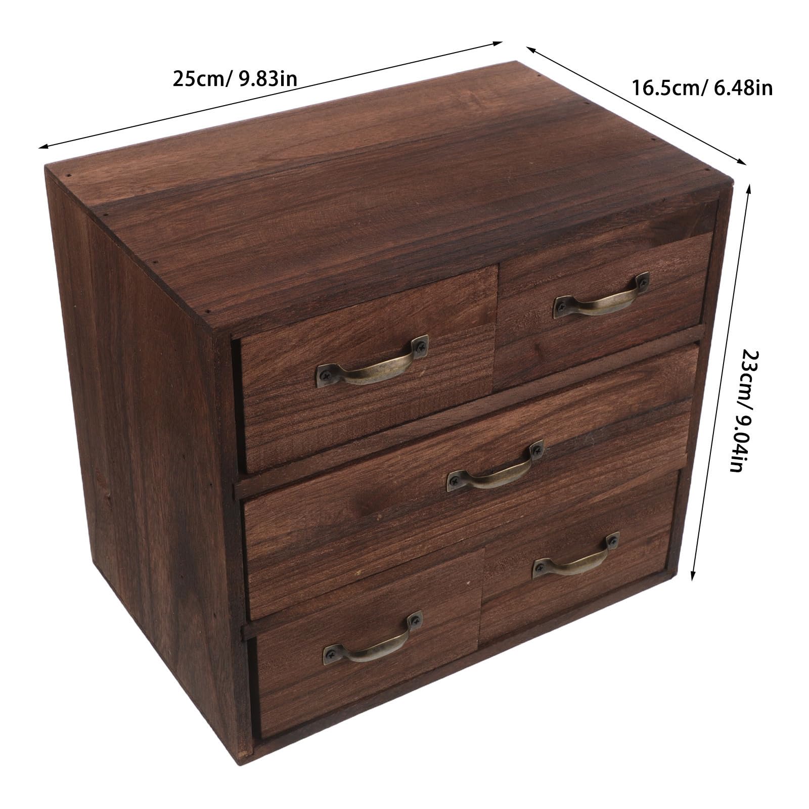 Organizer da Scrivania in Legno con 5 Cassetti Multilivello, Struttura Stabile e Design Naturale per Vanità e Camera