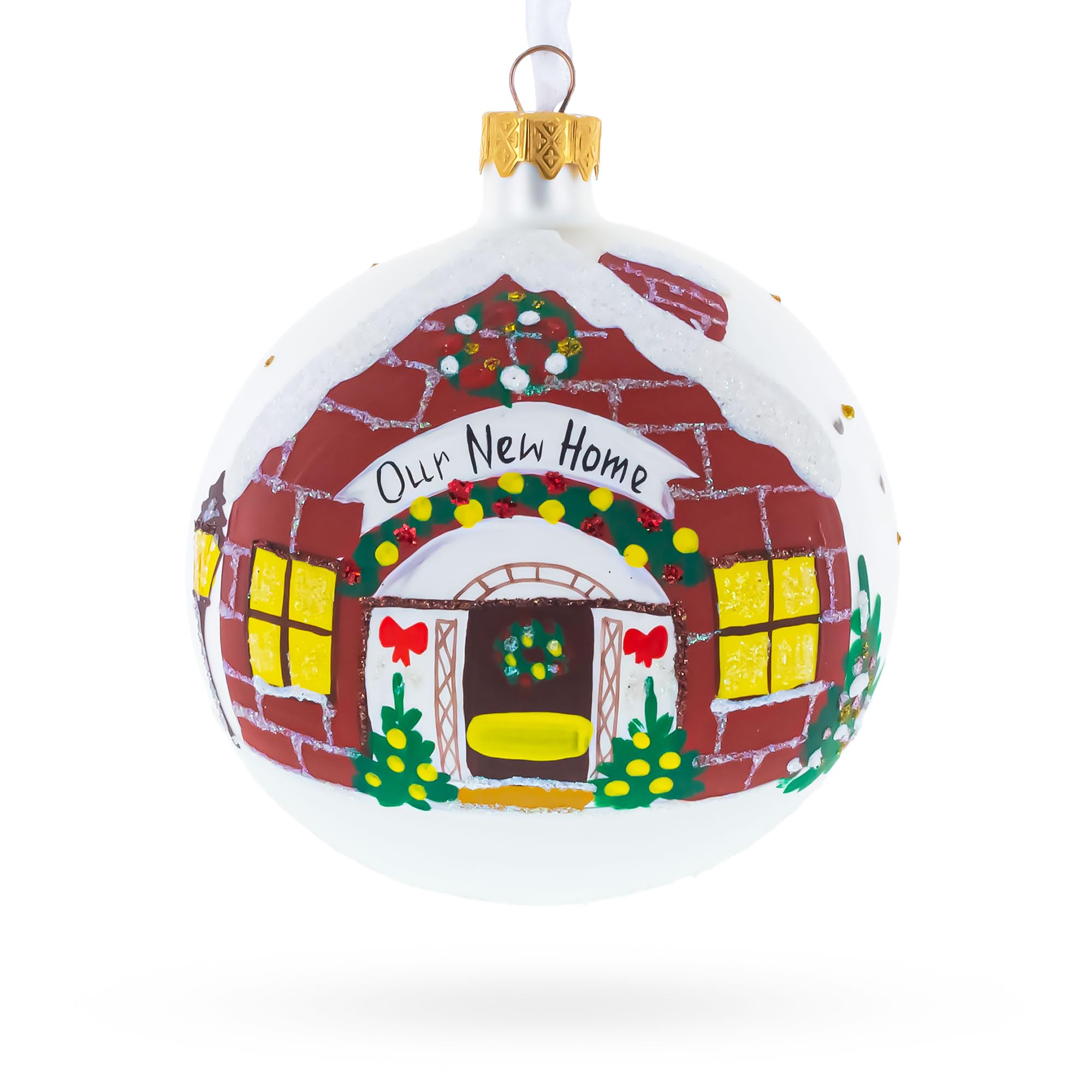 Boule de Noël en verre Our New Home, décoration festive et souvenir de maison