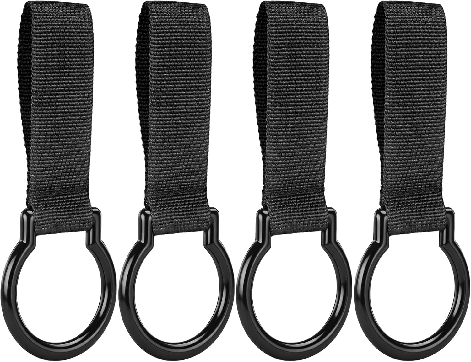 4 Pack Nylon Flashlight Ring Holder for Duty Belt Metal Ring Torch Carrier Fits 2–2.5 Inch Belts Snap Belt Keeper for Cell Flashlights Side Handle Batons