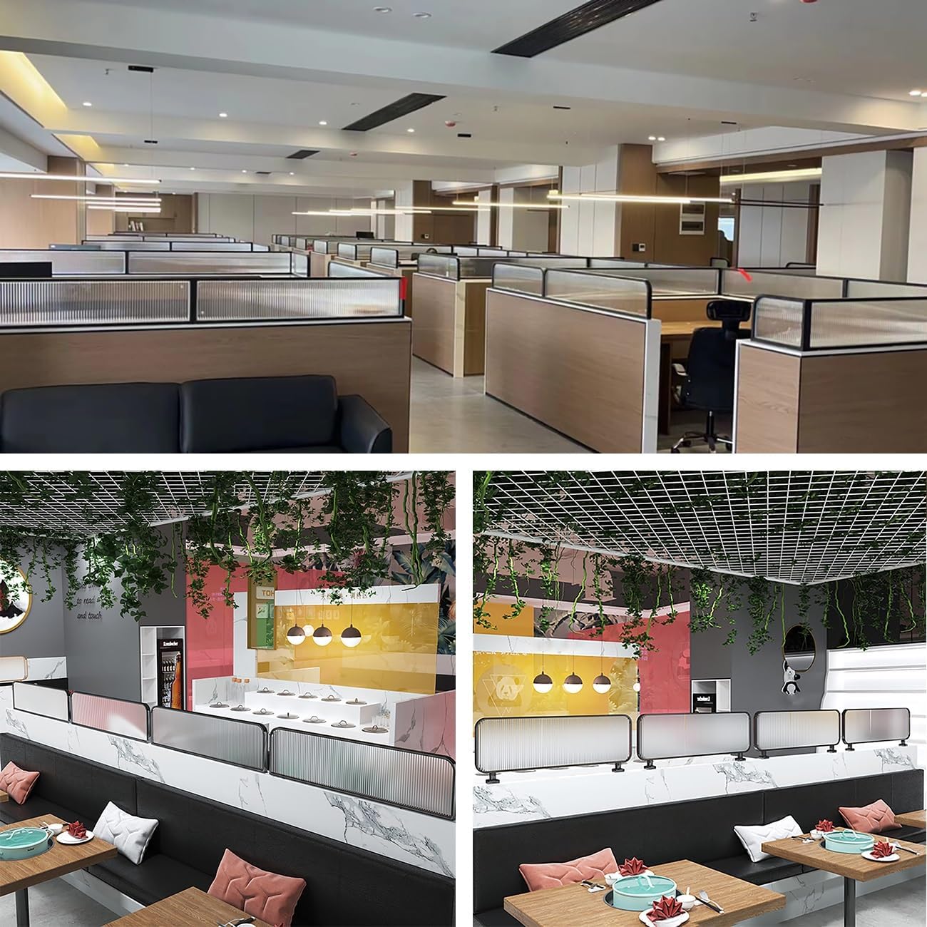 Plexiglass Divider Screen for Dining Areas - Elegant Gold Low Fence | Perfect for Bedroom, Kitchen, Office, Restaurant & Hotel Decor