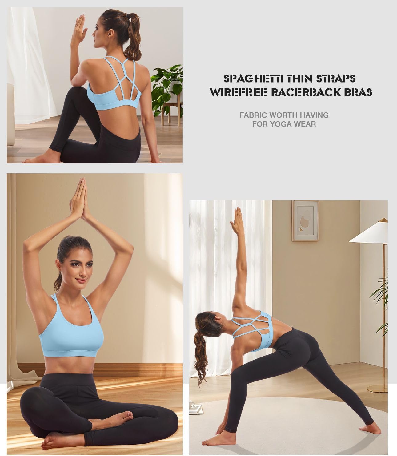 Comper Sports Bras for Women Sexy Criss Cross Back Workouts Bras Light Support Yoga Sport Bra with Removable Pads - Image 5