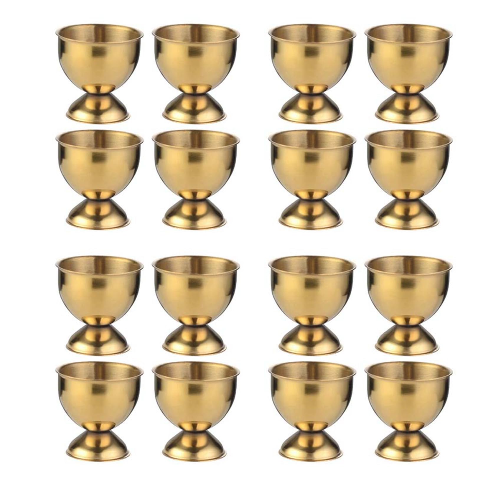 16X Eierbecher Set Edelstahl Eier Hart Gekochte Eier und Soft Tray Werkzeughalter KüChe, Gold
