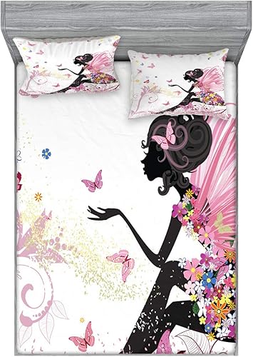 Miniatura 191 de Ambesonne Juego de sábanas bajeras y fundas de almohada, dibujos de aviones antiguos, vuelos clásicos con fechas, estilo vintage, diseño nostálgico,