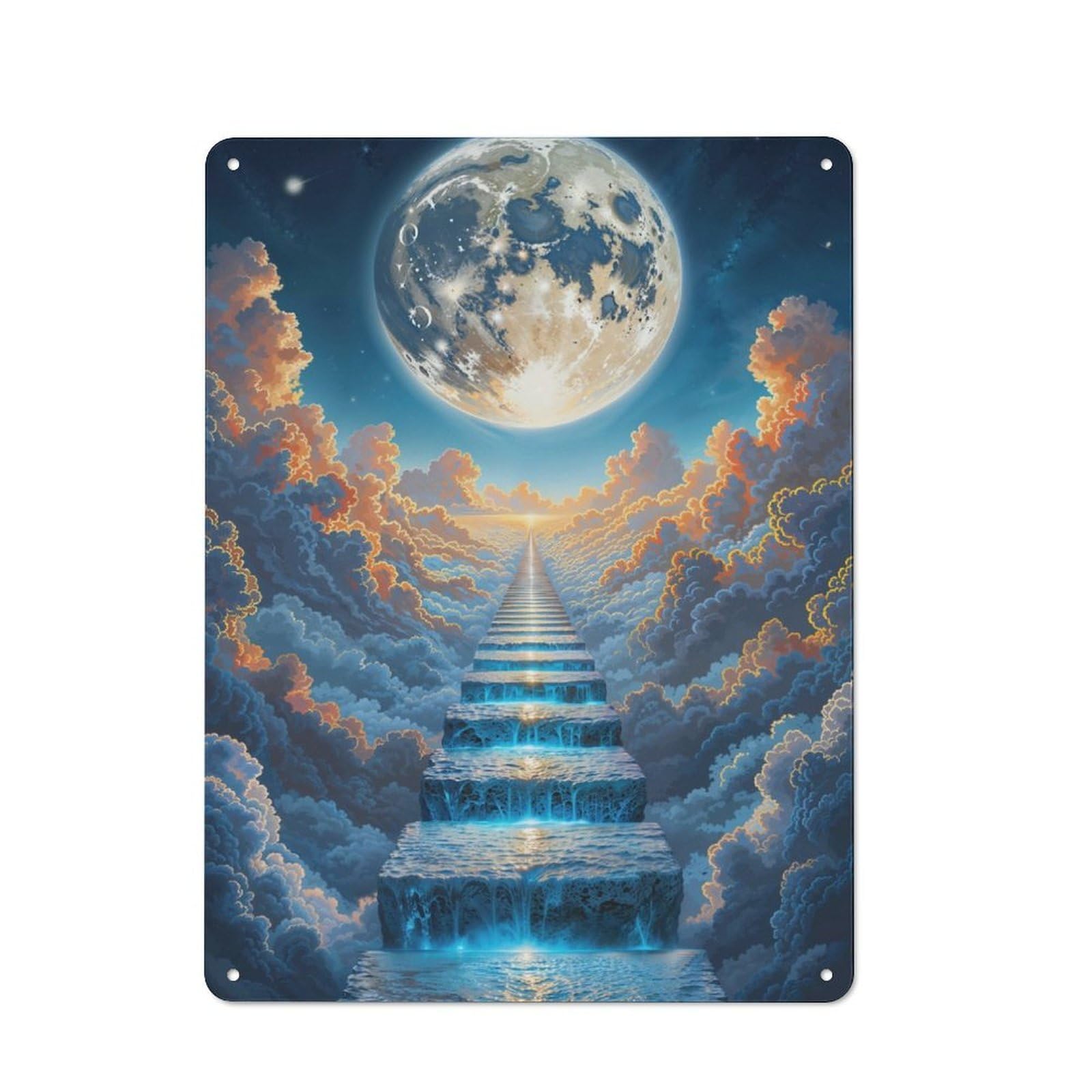 Junmoney Celestial Staircase Industrial-Style Metal Plaque 40X30cm For Workshop Wall, For Vintage Wall Decor Fans, For Themed Room Decoration
