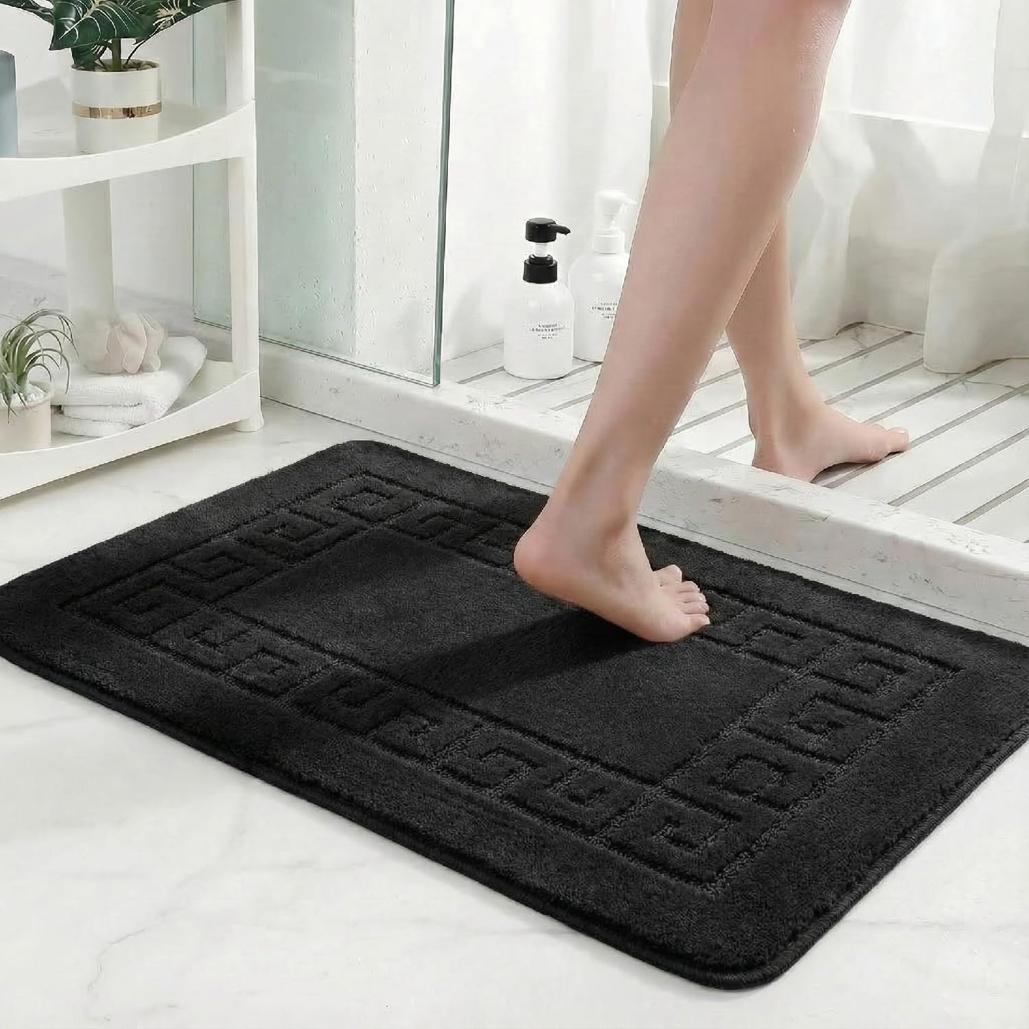 Fit Even Gel Back Door Mat – Non-Slip Washable Doormat, Heavy Duty Welcome Dirt Trapper, Water Absorbent Floor Mat for Indoor/Outdoor Use, Front Entrance, and Kitchen (Black, 50x80 cm)
