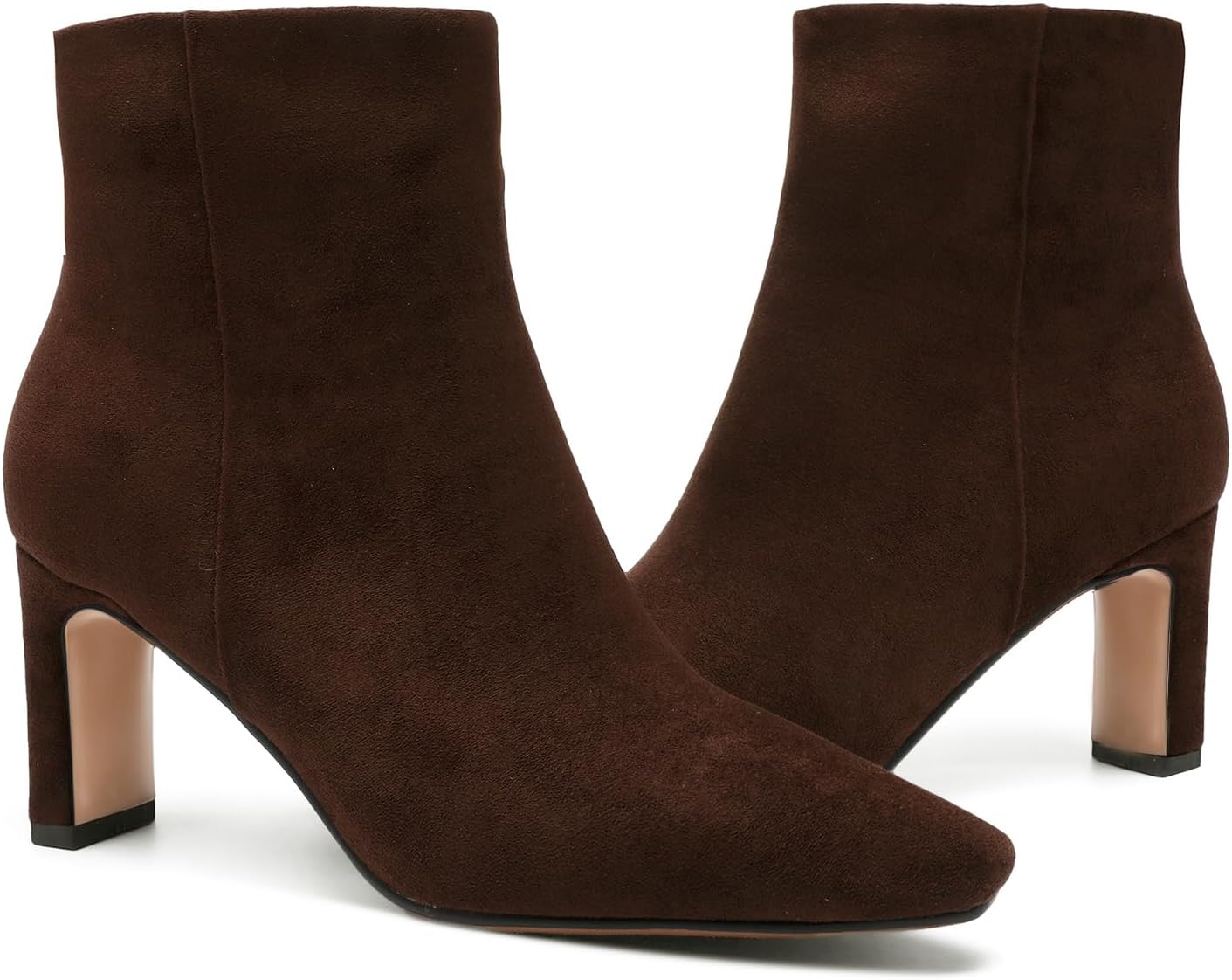 Suede Ankle Boots for Women Pointed Toe Chunky Heeled Booties Short Boots