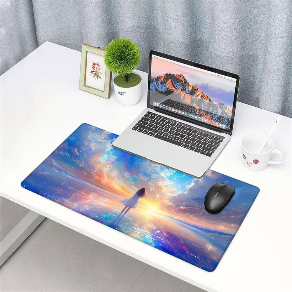 Alfombrilla de Mouse para Juegos, Blu, XXL, Antideslizante, Impermeable, Diseño de Sogno, Extendido, Grande, 1200x600x3mm, para PC, Laptop, Ufficio, Famiglia d-810