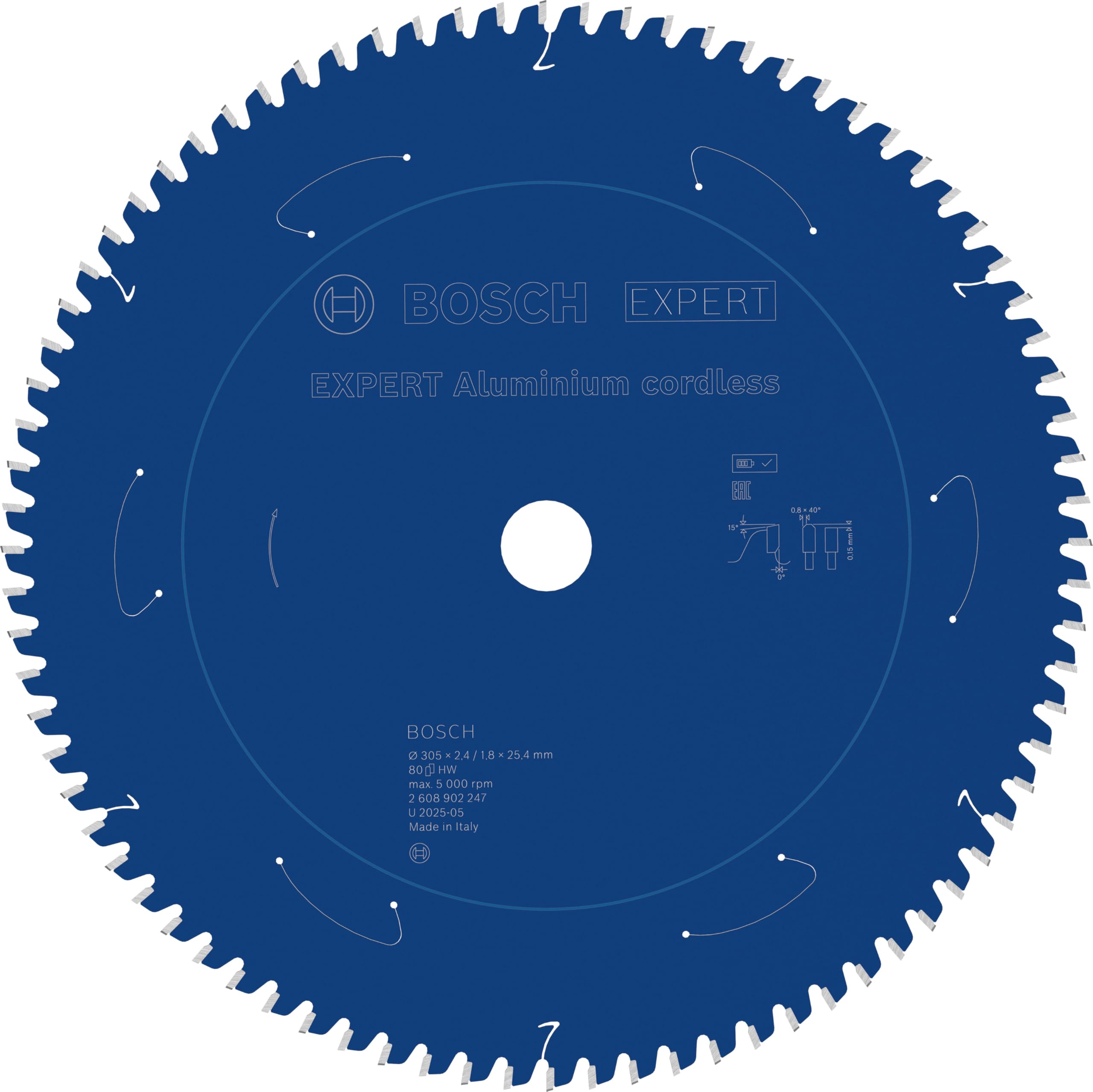 Bosch 1x Expert Aluminium Cordless Circular Saw Blade for Mitre Circular Saw (for Aluminium, Ø mm, Professional Accessory Mitre Cordless Circular Saw)