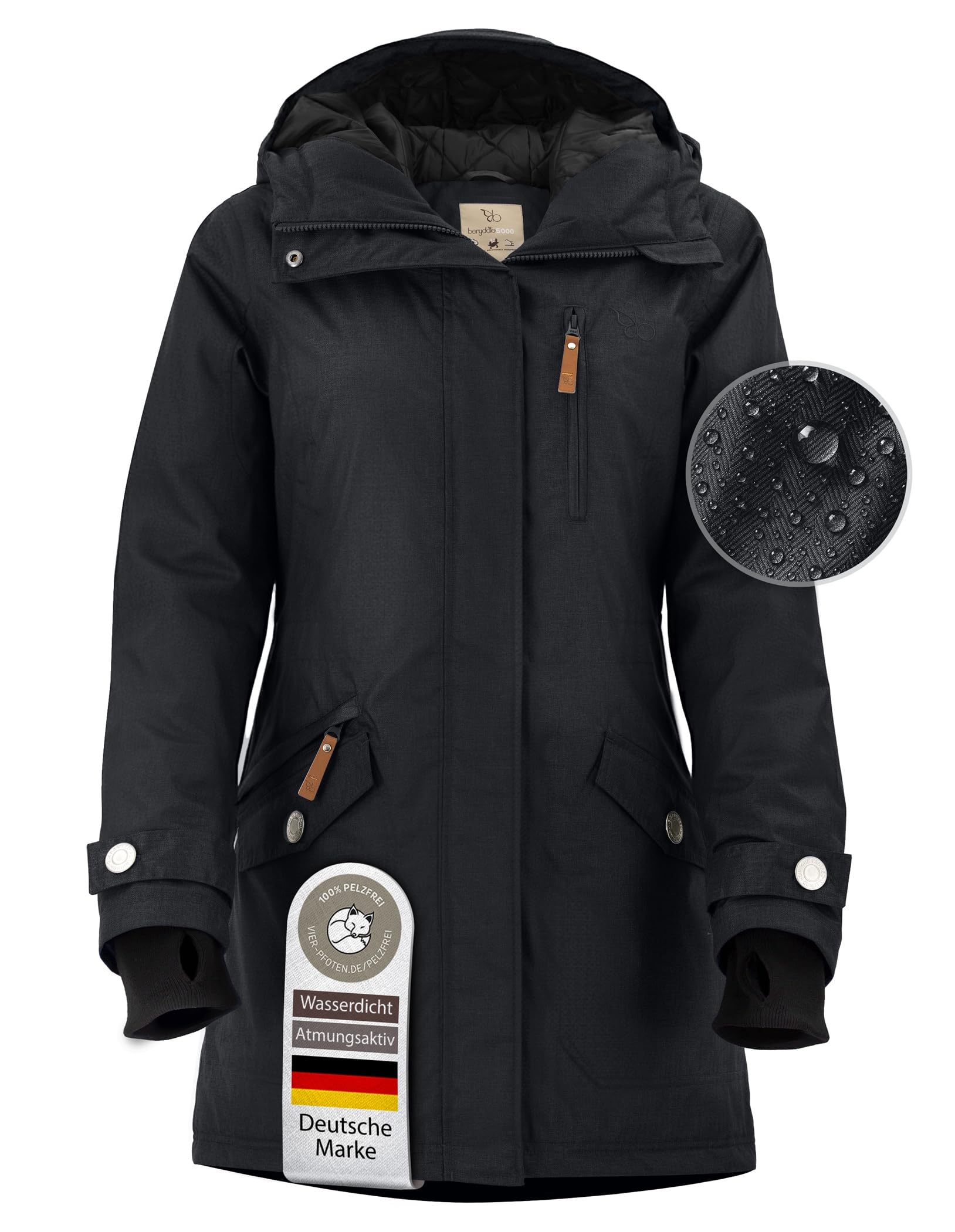 berydale Winterjacke Damen Parka I Warme Übergangsjacke Damen I Atmungsaktiv, Wind- und Wasserdicht I Wintermantel mit Thermowattierung
