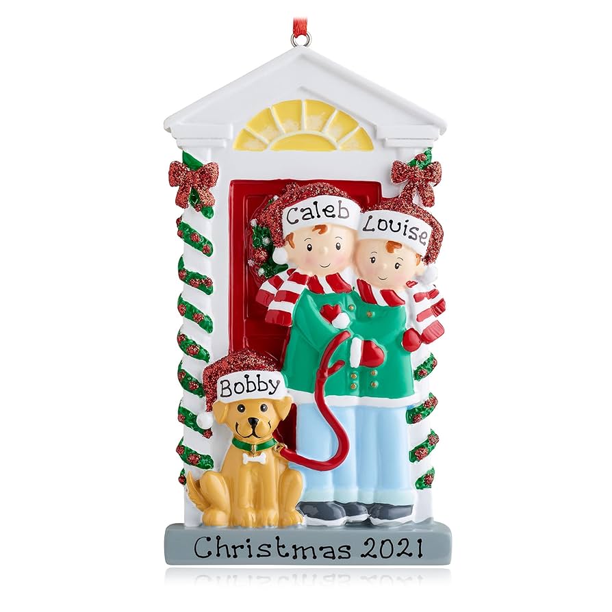 Family christmas bauble with dog Clearance