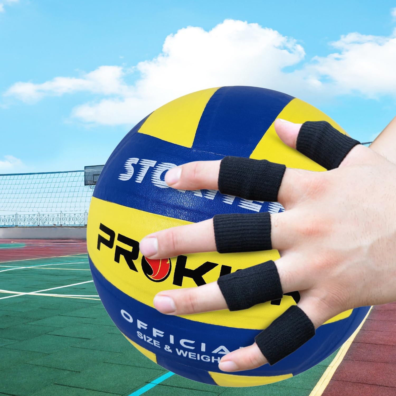 Prokick Finger Support Sleeve Protector with Comfortable Cushion Pressure for Cricket, Exercise, Gym Fitness, Volleyball, Badminton and Tennis, men & women 5 pc - Black (Free Size) - Image 4 thumbnail