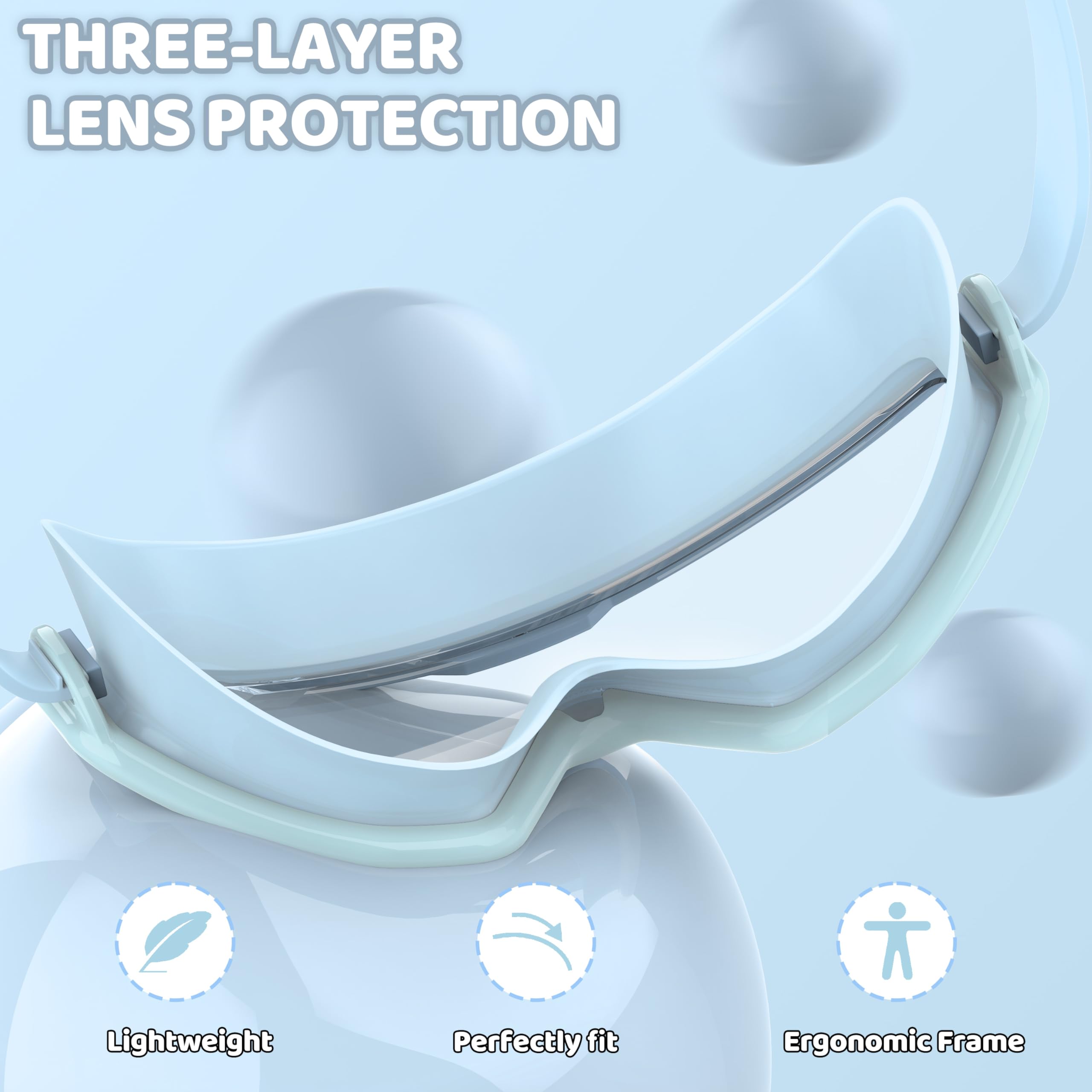 Gafas de Natación Niño con Anti-Vaho y UV, Visión Panorámica, Ajuste 1 Botón, Sello de Silicona, Unisex para 3-12 Años