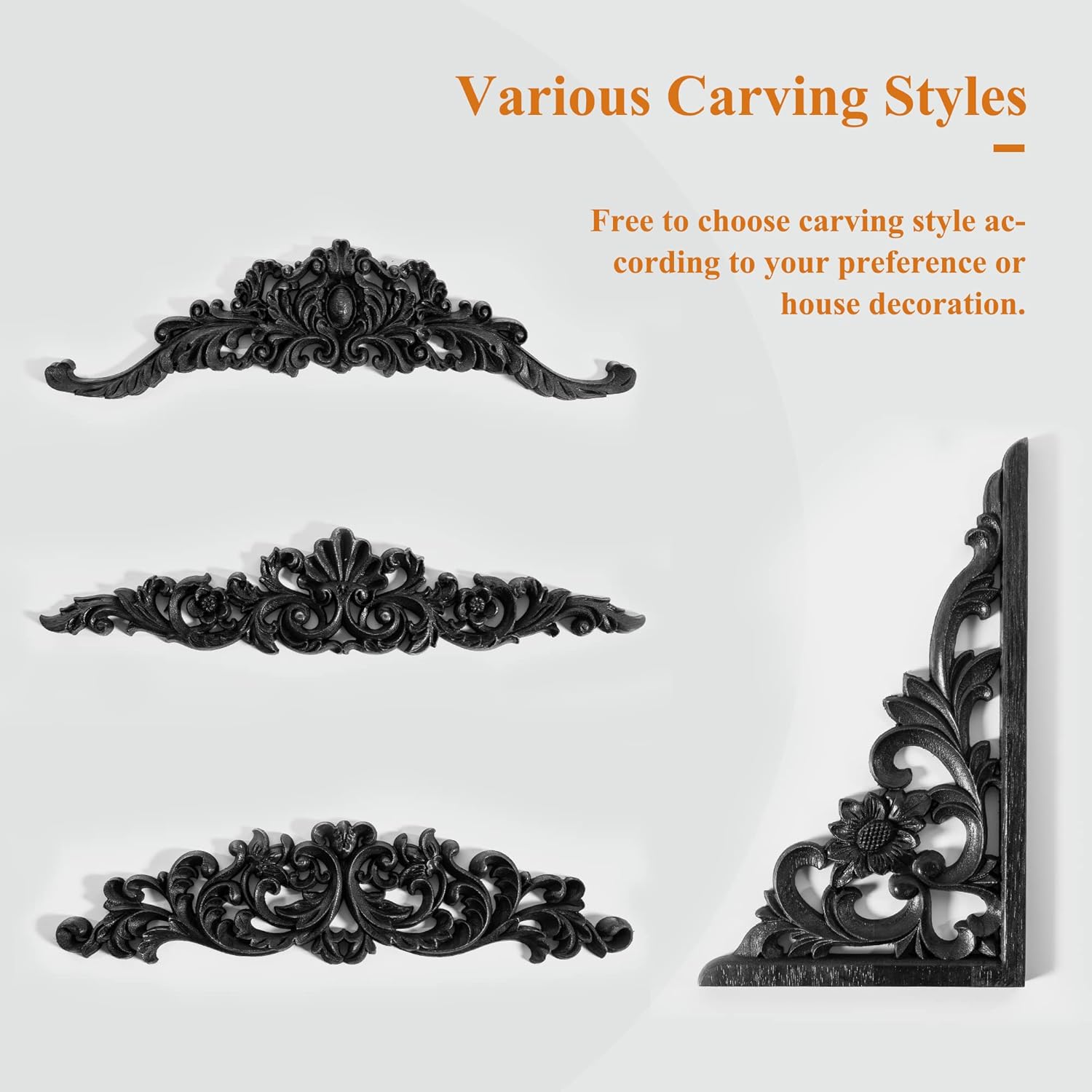 NeuType Arched Wall Mirror Vintage Carved Mirror Solid Wood Frame Wall-Mounted Mirror for Home Decor Bathroom Entryways Living Rooms Dressing Mirror, Black, 36"x 24" : Home & Kitchen