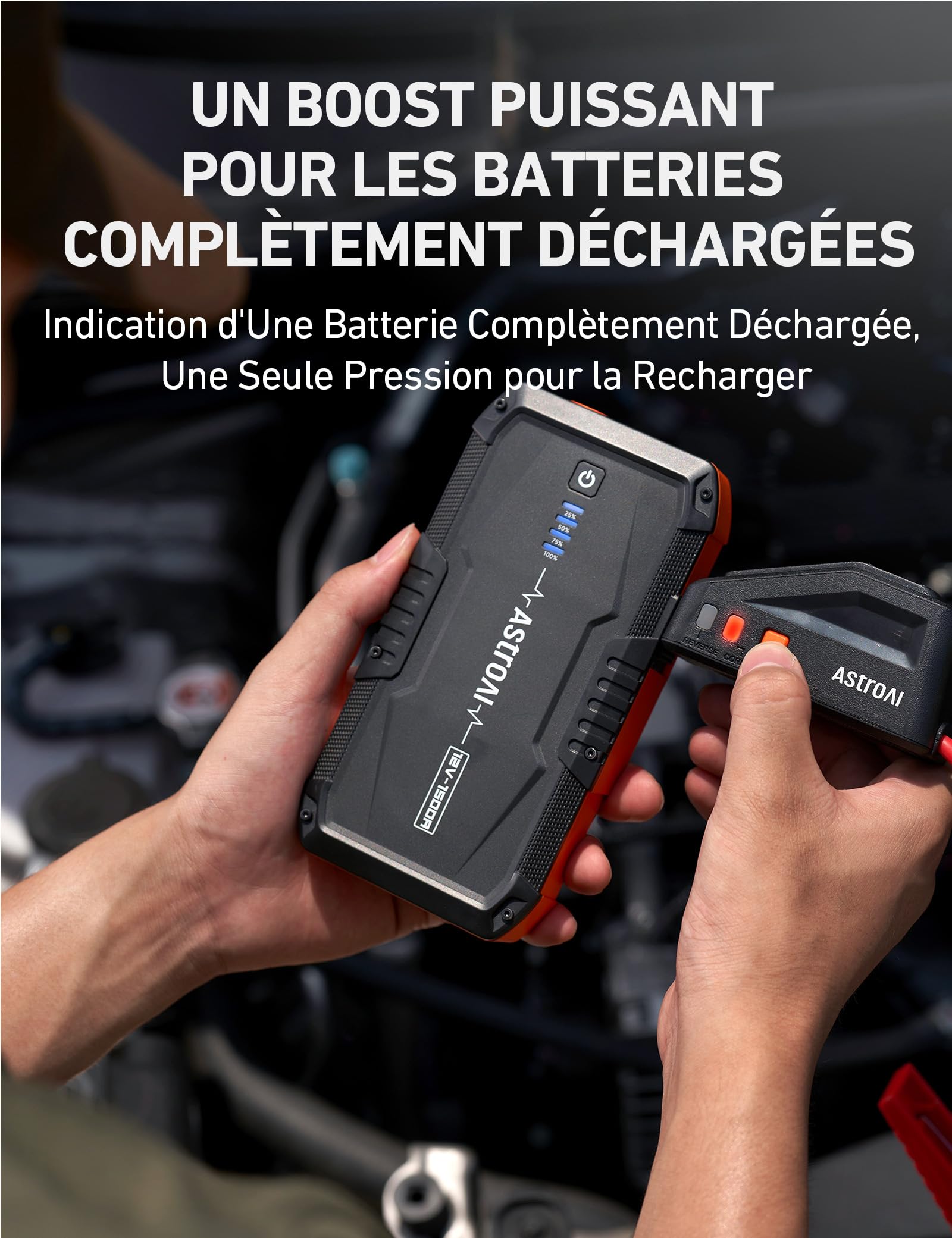 AstroAI B8 Booster Batterie Voiture, Démarreur Batterie Voiture Portable 12 V (pour 5,5 L Diesel ou 7,0 L Essence), avec Protection Intelligente et Lumière LED pour Moto，S8