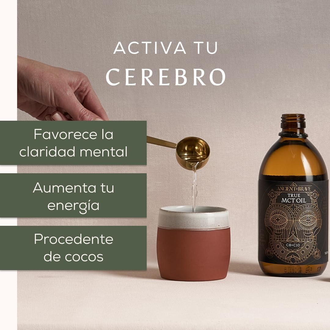 Ancient + Brave True MCT Oil 100% Aceite de Coco MCT Puro 500ml Orgánico C8 C10 Ayuno Keto Paleo Vegano