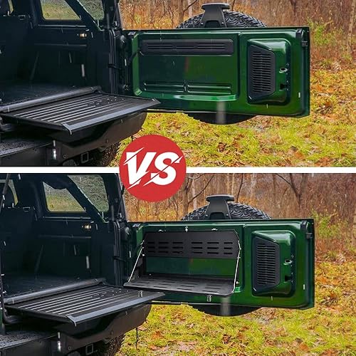 Miniatura 3 de Mesa plegable para puerta trasera de Ford Bronco, mesa plegable de acero para puerta batiente, estante de carga negro compatible con Ford Bronco