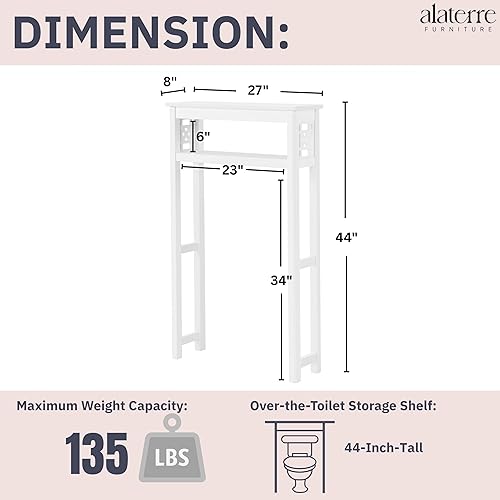 Miniatura 3 de Derby Alaterre Furniture - Estante de almacenamiento sobre el inodoro, 44 pulgadas de alto, moderno, ahorrador de espacio de baño con estantes
