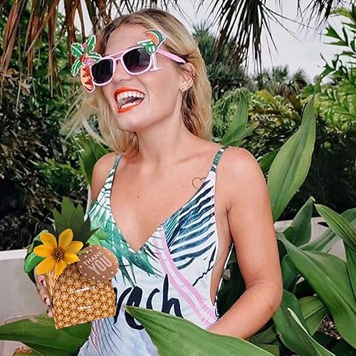 Miniatura 3 de Suponey Cajas grandes de regalo de piña, cajas de regalo de piña, caja de dulces 3D para decoración hawaiana y de fiesta de cumpleaños (20 unidades)