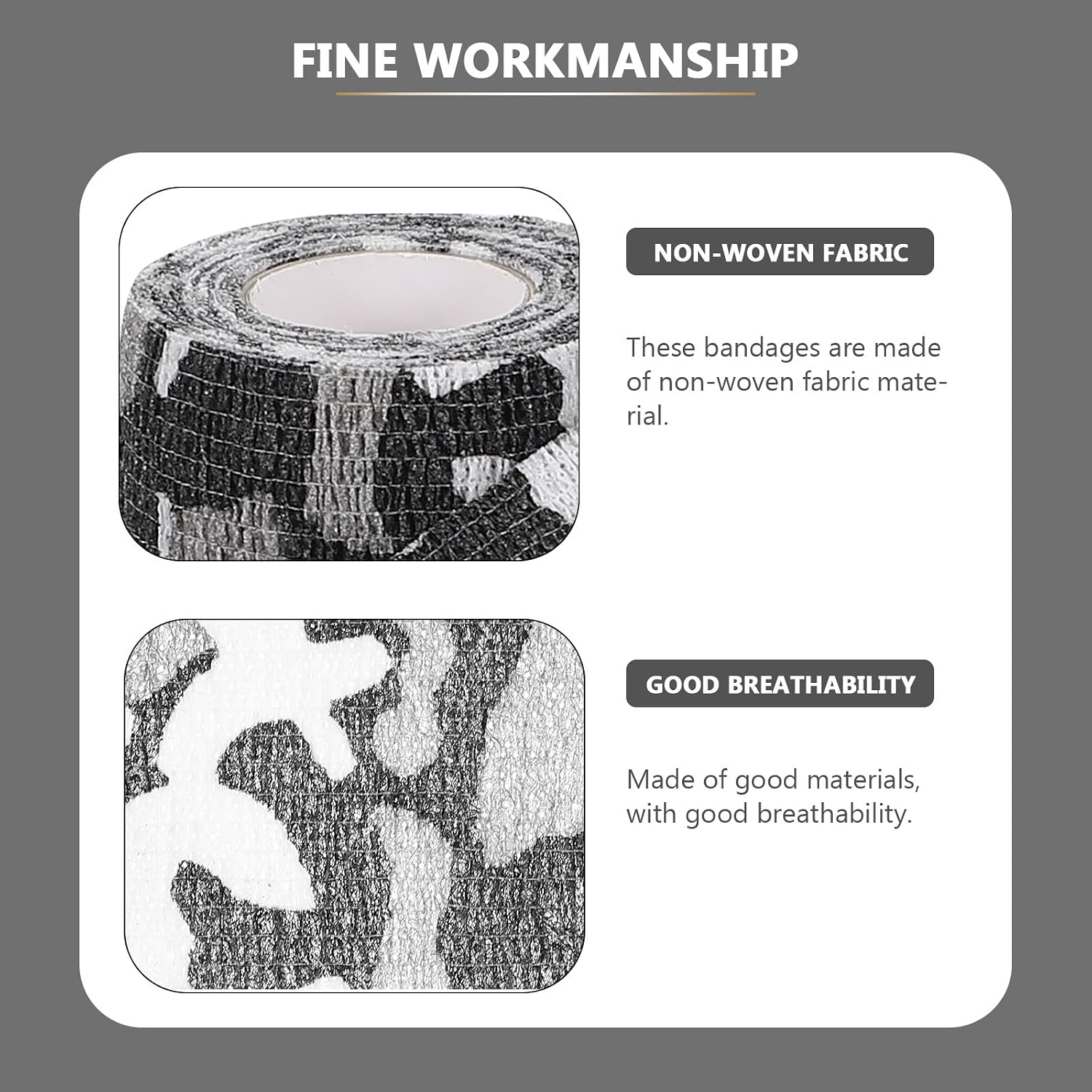 3pcs Camouflage Elastic Protective Bandages Set with Non-Woven Wrap for Sports Wrist Knee and Pet Body, Multi-Environment Use Including Ocean, Land, and Snow