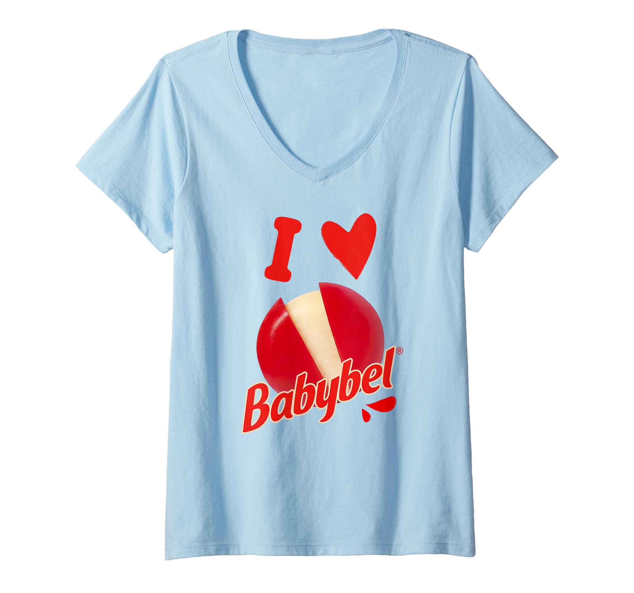Womens Babybel I Love Babybel Heart V-Neck T-Shirt