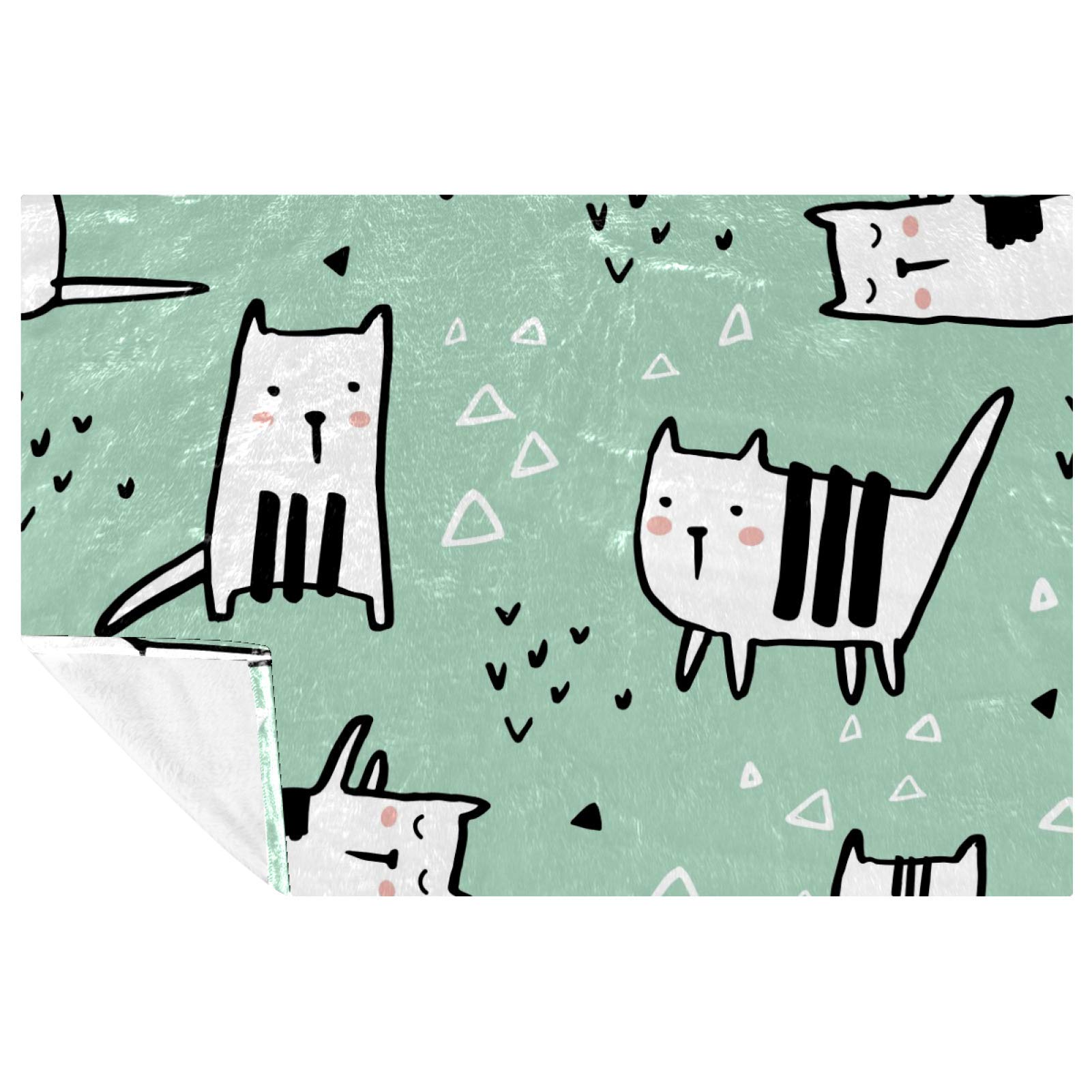 Couverture chaude et légère imprimé chat pour lit et canapé