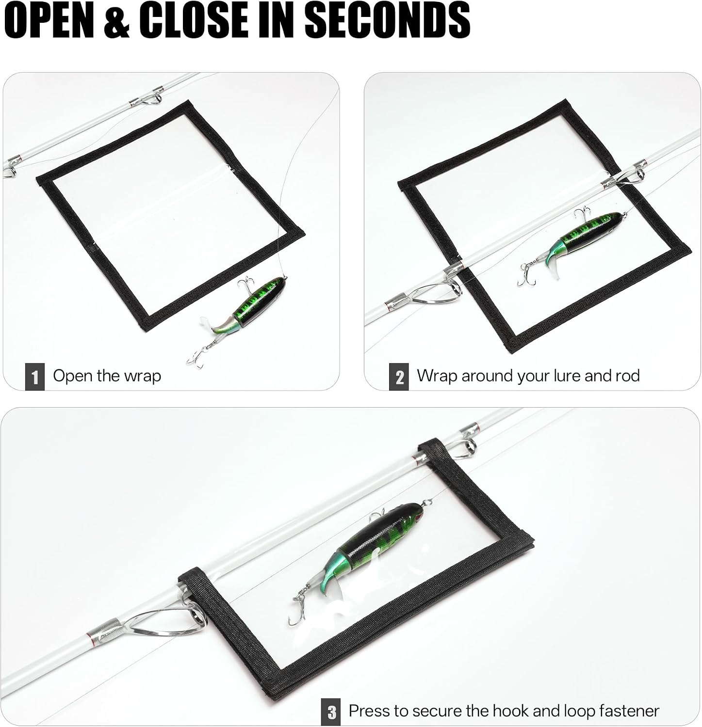 4 Pack Fishing Lure Wraps, Tangle-Free Hook Covers, Secure Bait Protectors for Rod Storage image 3