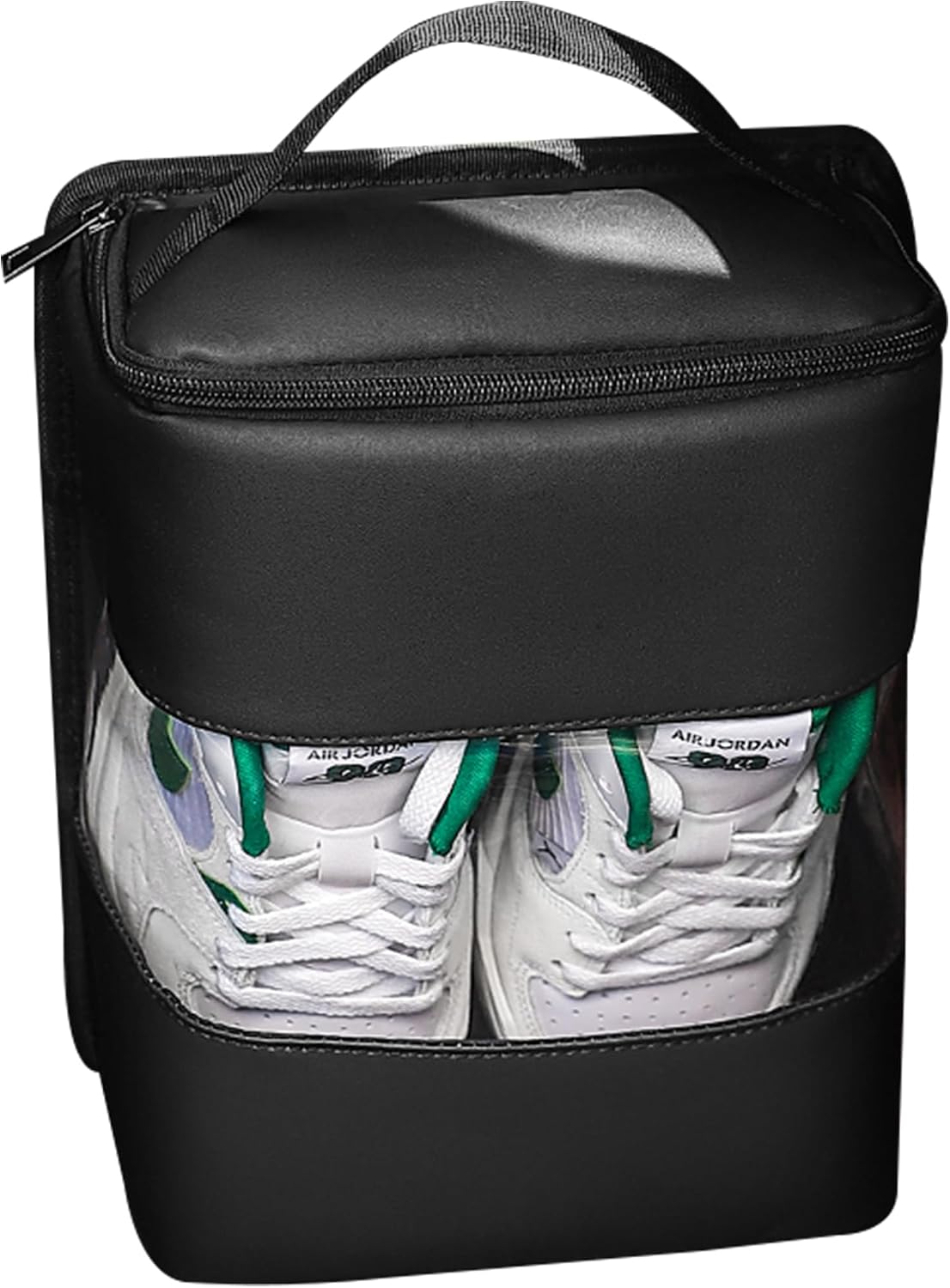 Shoe Organizer Bag, PU Leather with Clear Window, Hanging Strap & Handle
