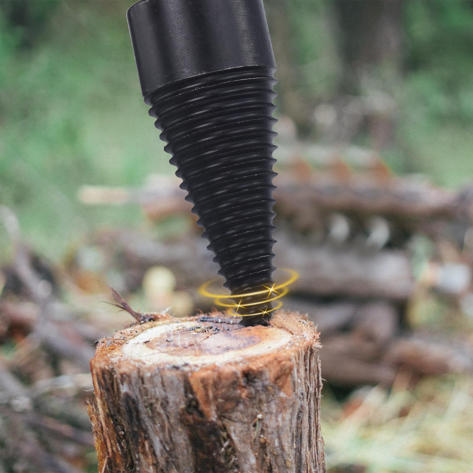 PATIKIL Fendeuse de bûches de bois de chauffage de 50 mm, forets amovibles, perceuses électriques, tournevis à cône avec tige ronde pour la maison et l'extérieur