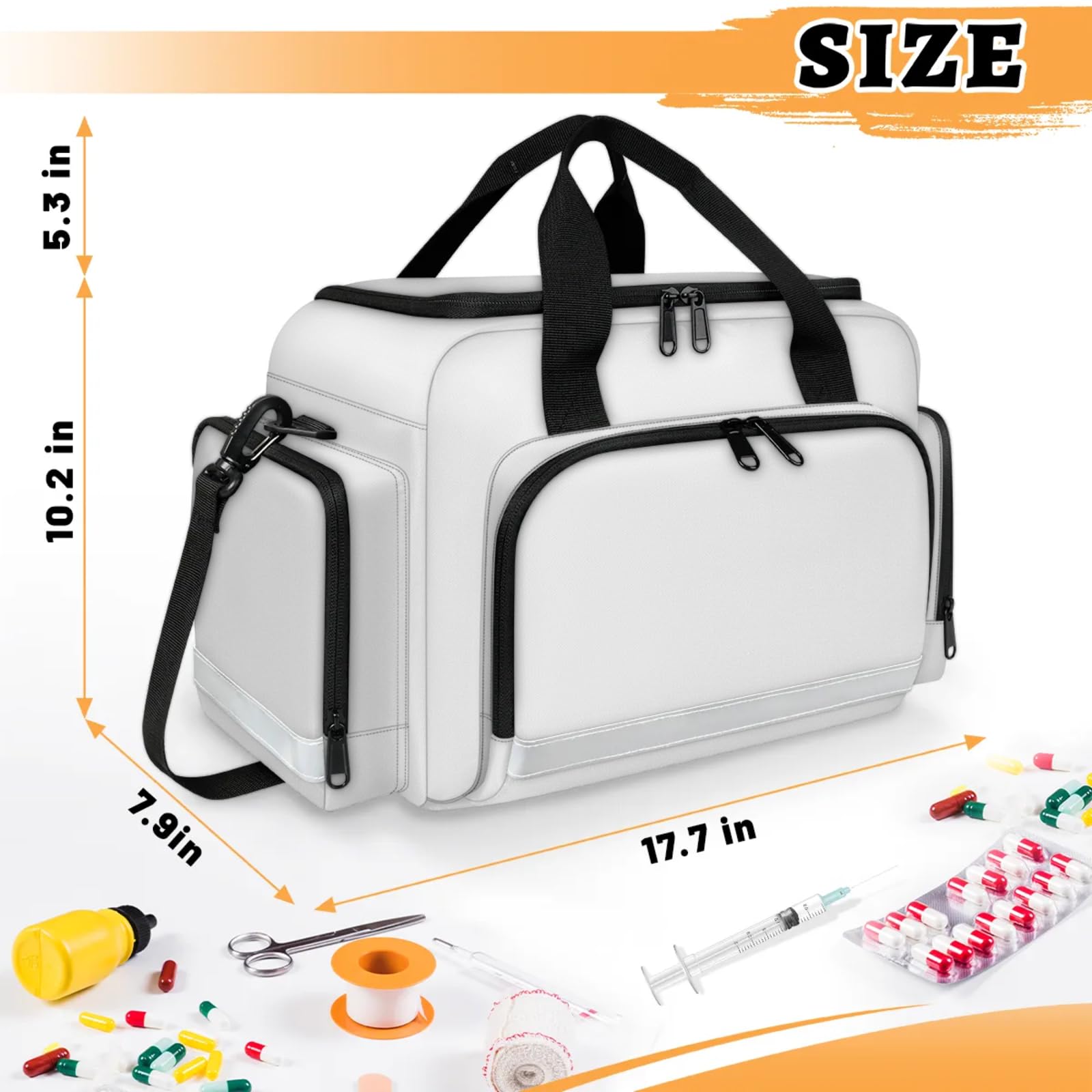 GzLeyigou First Aid Bags Empty, Dark Leopard Print Emergency Bag First Aid Kit Multiple Compartment Kit Carrier On Call Trauma Bag For Paramedics Emergency Medical Supplies Kit