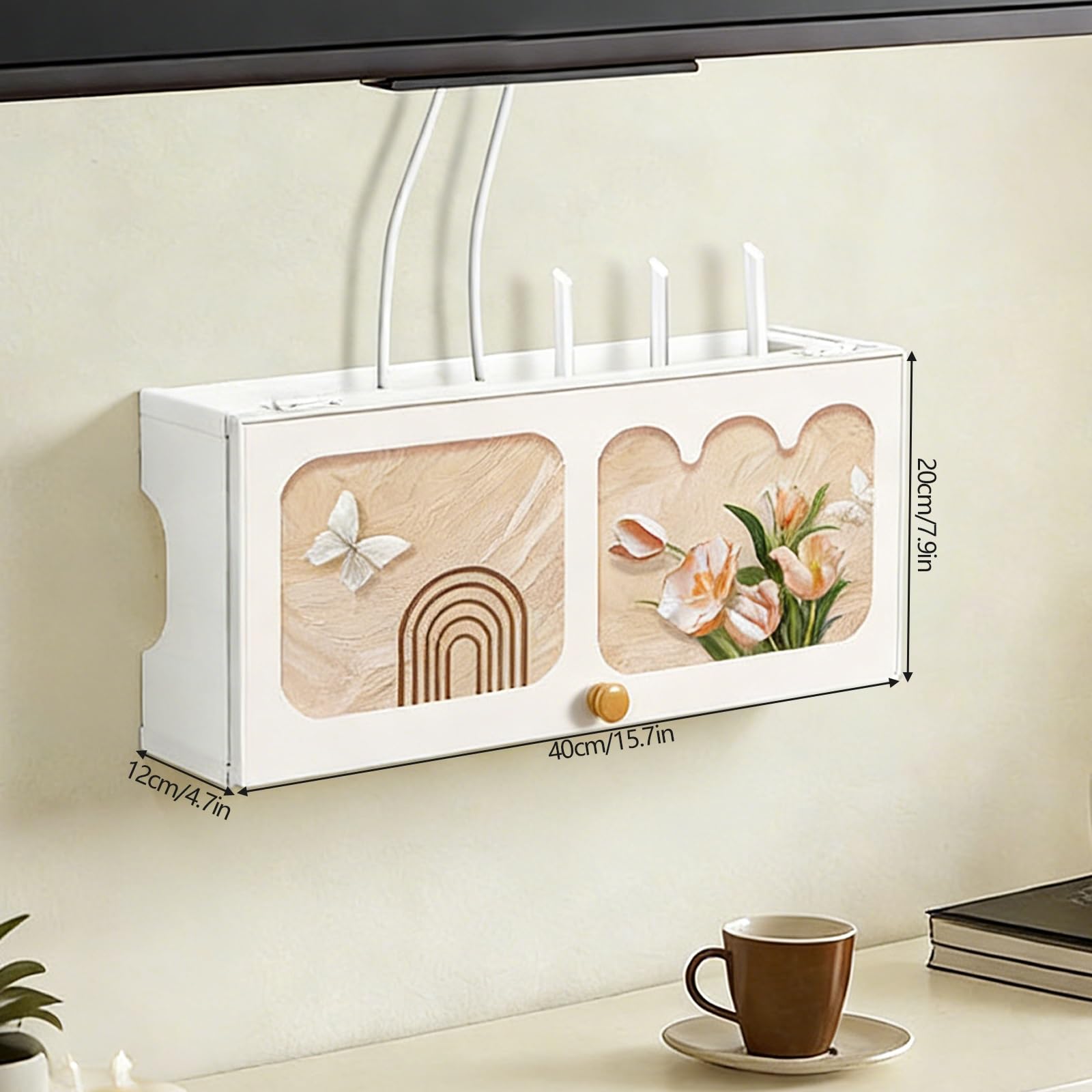 Armadio portaoggetti per router, mensola decorativa da parete per la gestione dei cavi in casa, ufficio, soggiorno